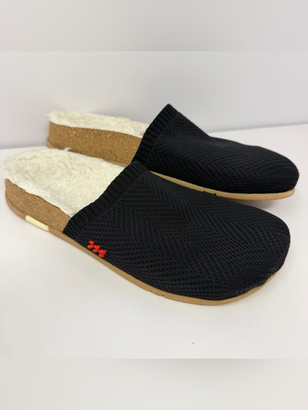 Message Womens Cozy Grandpa Mule Sz 38 / 8-8.5 Black Slip On Shearling Lined EUC